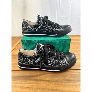 Aspire Science Print Black Canvas Sneakers Size 5 Thermo Fisher Low Top Shoes